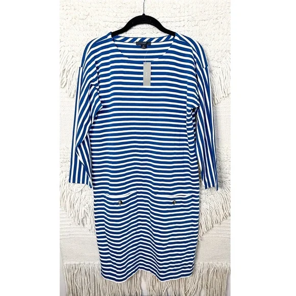J. CREW blue and white striped Front-Pocket Shift dress XS NEW J. CREW blue and white striped Front-Pocket Shift dress XS NEW